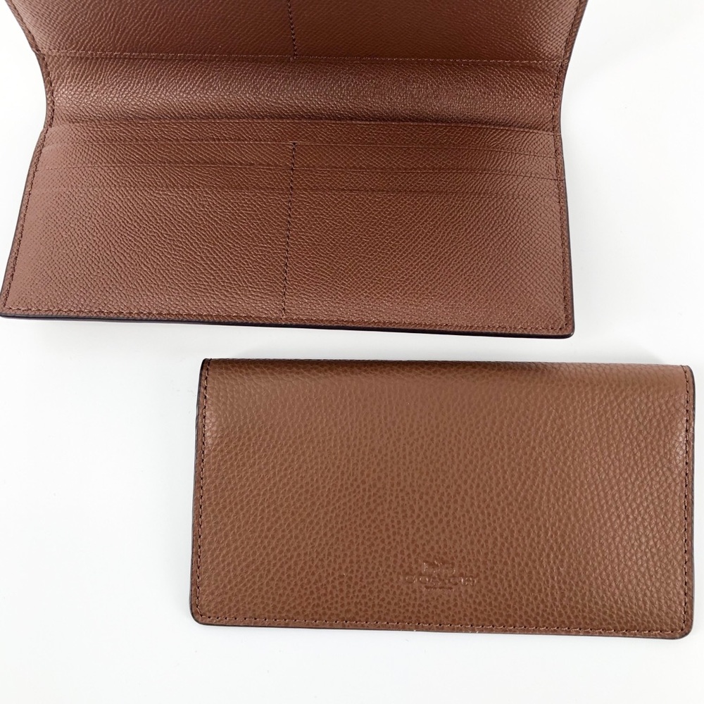 COACH Tri-Fold Checkbook Wallet Saddle Brown - Picture 6 of 8